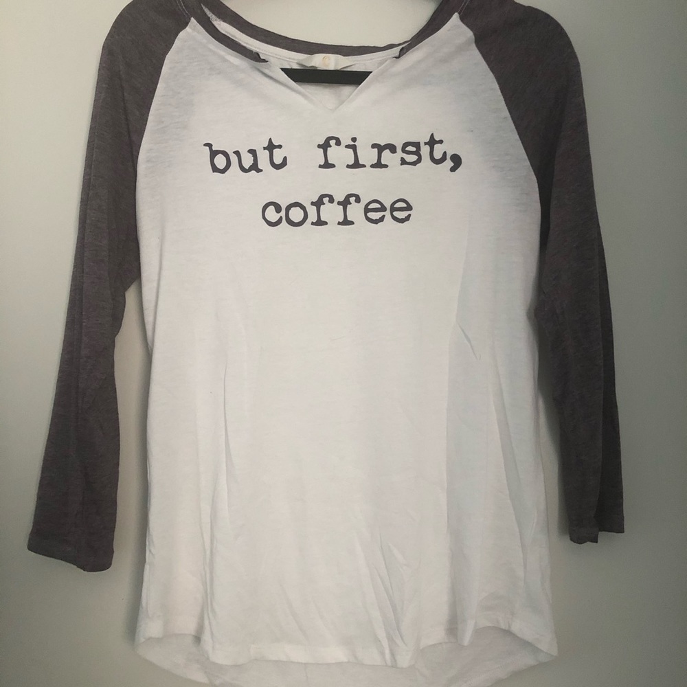 Novelty coffee baseball style tee